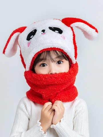 Winter Children Hat Plus Fleece Kids Caps Cartoon Hat For Girls Boys Scarf  Thicken Cap Newborn Photography Baby Stuff - TURAN BAL